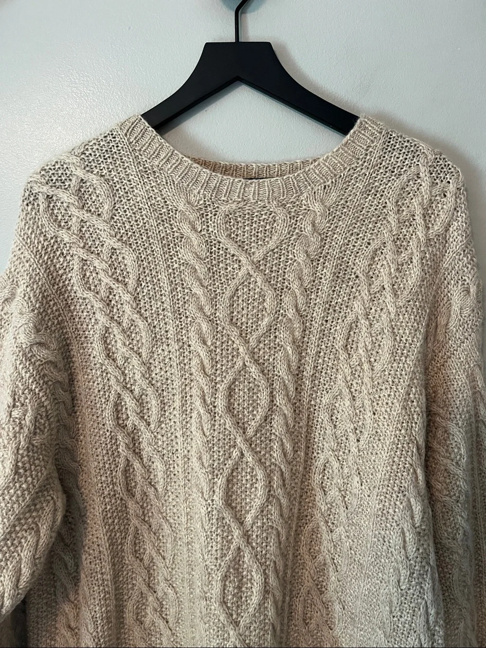 J. Crew Oarsman 100% WOOL Fisherman Sweater Beige/Oatmeal Men's Size Large